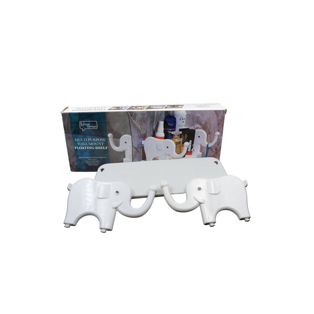 Multifunctional Elephant-Shaped Wall Shelf – No-Punch Mini Organizer For Kitchen, Bathroom & Bedroom