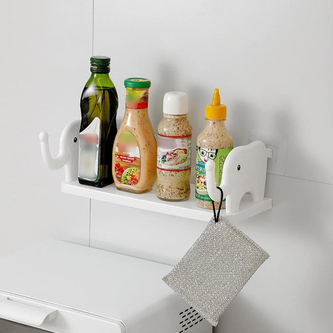 Multifunctional Elephant-Shaped Wall Shelf – No-Punch Mini Organizer For Kitchen, Bathroom & Bedroom