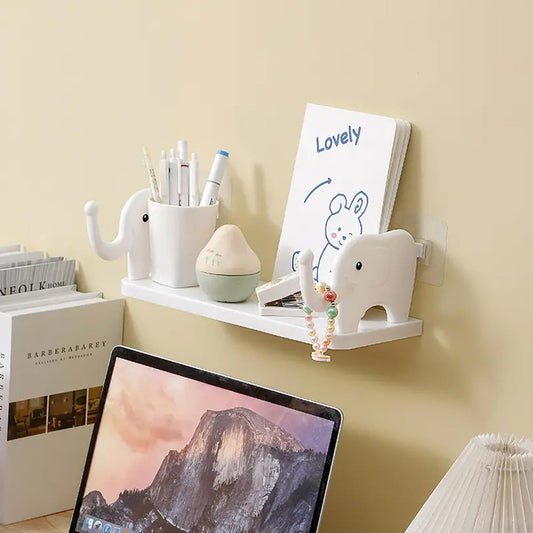 Multifunctional Elephant-Shaped Wall Shelf – No-Punch Mini Organizer For Kitchen, Bathroom & Bedroom